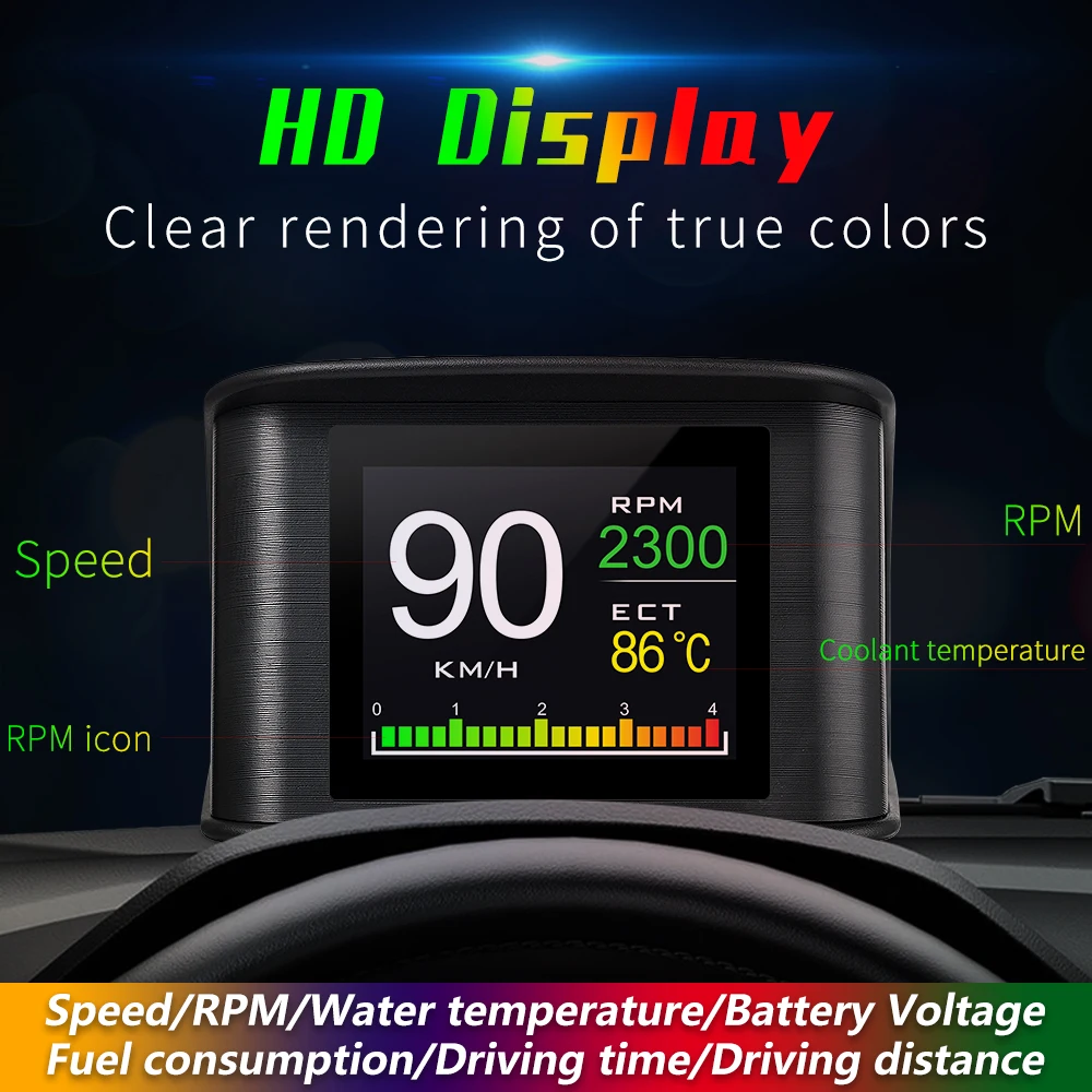 P10 OBD2 HUD Auto Head-up Display TFT LCD Digital Tacho Auto – Bild 3