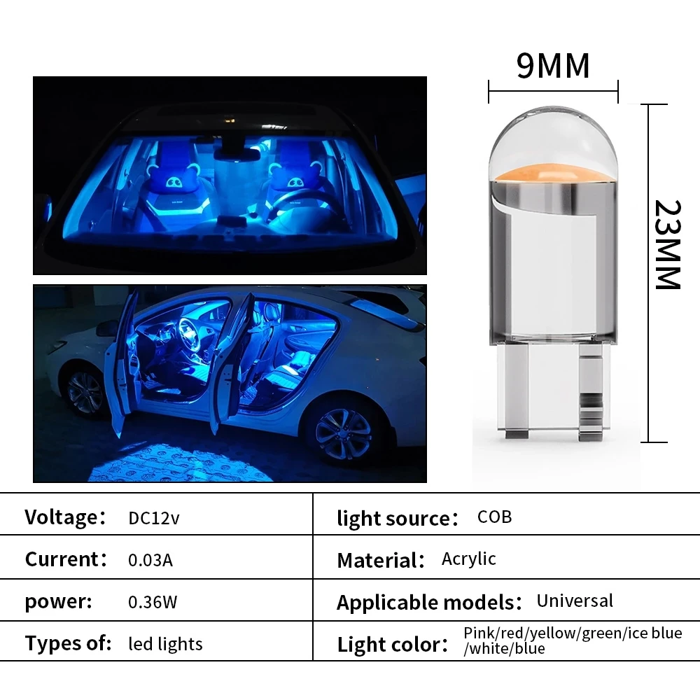 10X Neue W5W LED T10 Auto Lichter COB Glas Innen Teile Lampen Weiß eis – Bild 6