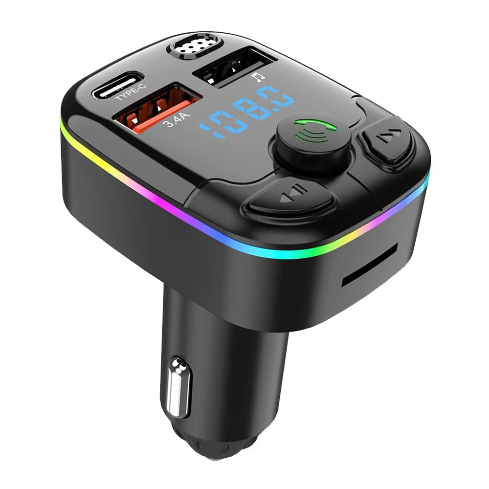 Bluetooth 5.0 FM Kabelloser Audio-Sender und -Empfänger für Auto, Freisprecheinrichtung, Stereo-Radio