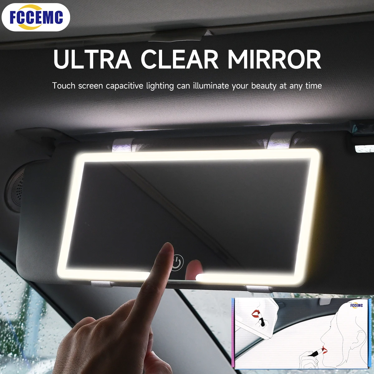 Auto-Innenspiegel, Sonnenblende, Platte, LED, HD, Make-up-Spiegel für Mädchen und Frauen, wiederaufladbares