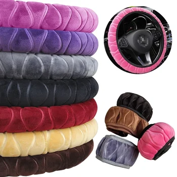 Weiche Winter Warme Plüsch Auto Lenkrad Abdeckung Universal 37-38 cm Lenkrad Abdeckung für Auto Auto Innen