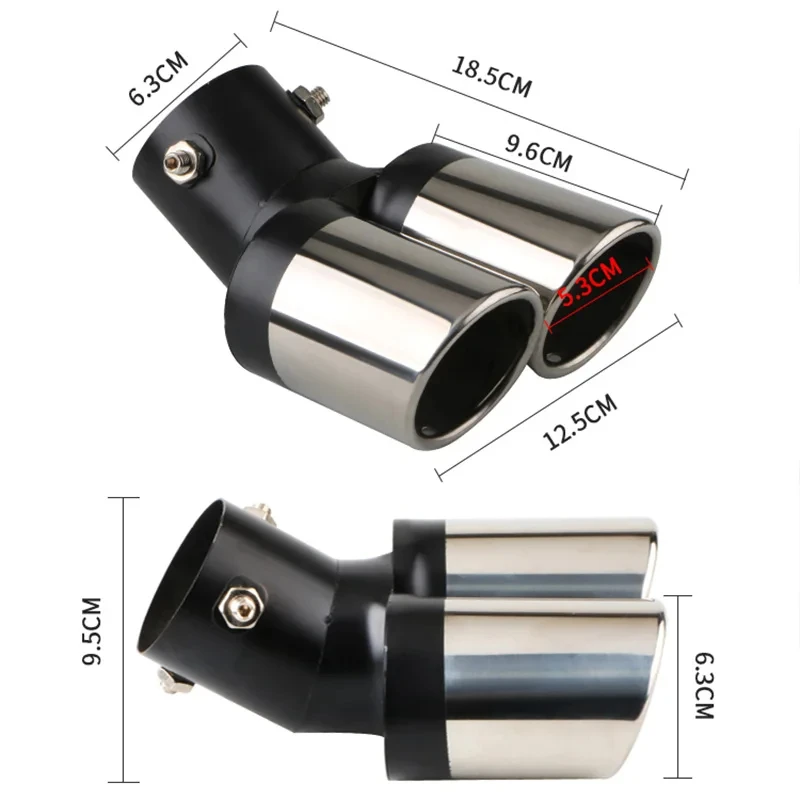Universal Gebogene Doppel Outlet Auto Auspuff Trim Schalldämpfer Rohr – Bild 5