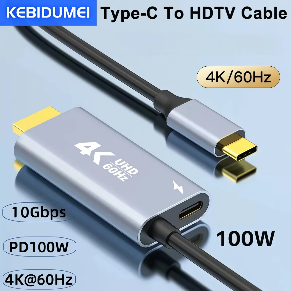 USB-C auf HDMI Kabel 4K 60 Hz, 1,8 m, mit 100 W PD Ladefunktion
