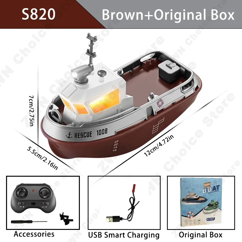 ZWN 1/32 RC-Boot mit Lichtern, leistungsstarkes Dual-Motor, 2,4 G, große Reichweite, kabelloses