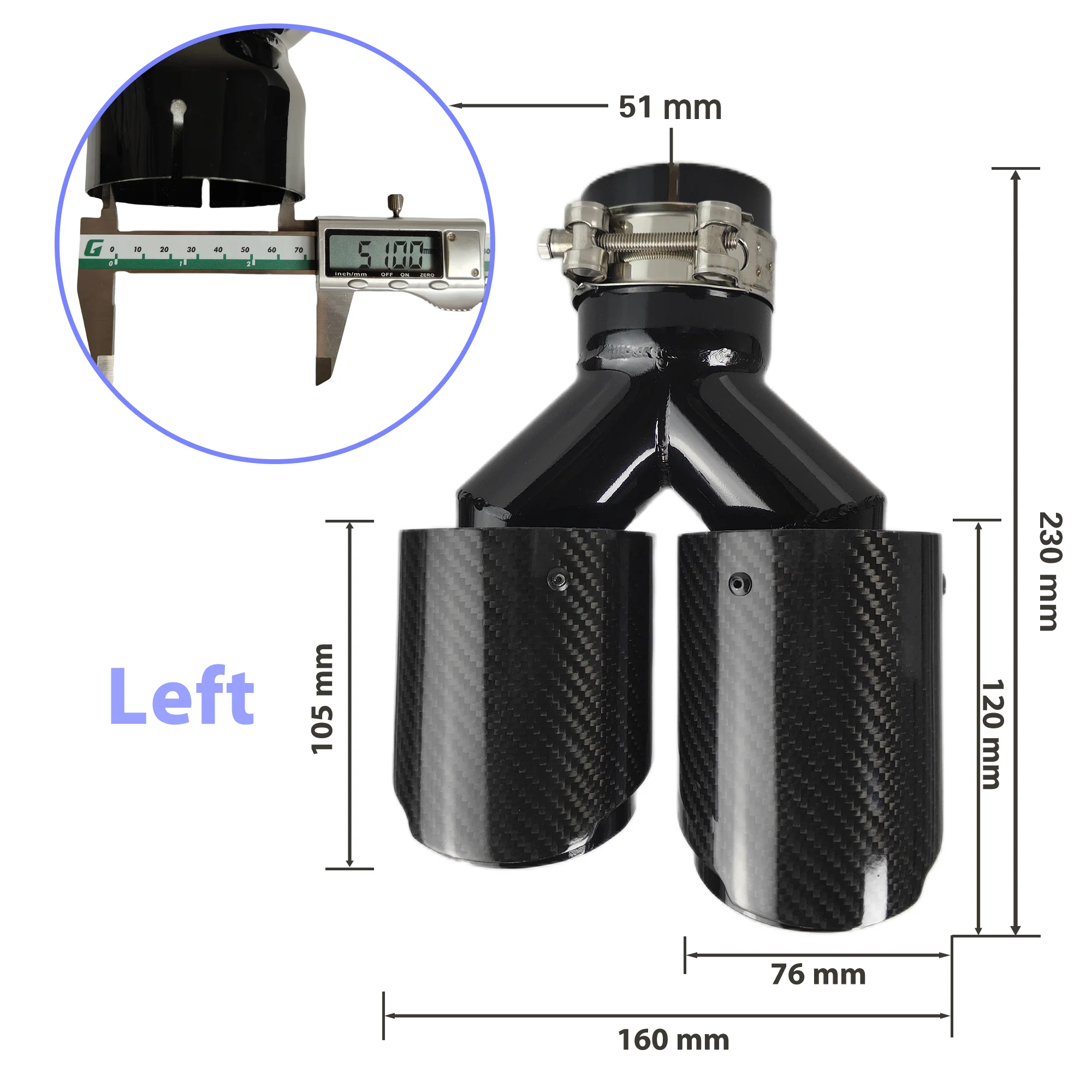 Auto Carbon Faser Glänzend Schalldämpfer Spitze Y Form Doppel Ausgang Auspuffrohr Schalldämpfer Düse