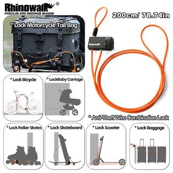 Rhinowalk Anti-Diebstahl-Passwort-Kabelschloss, 200 cm, Stahldraht-Sicherheitsschloss für Motorräder, Taschen