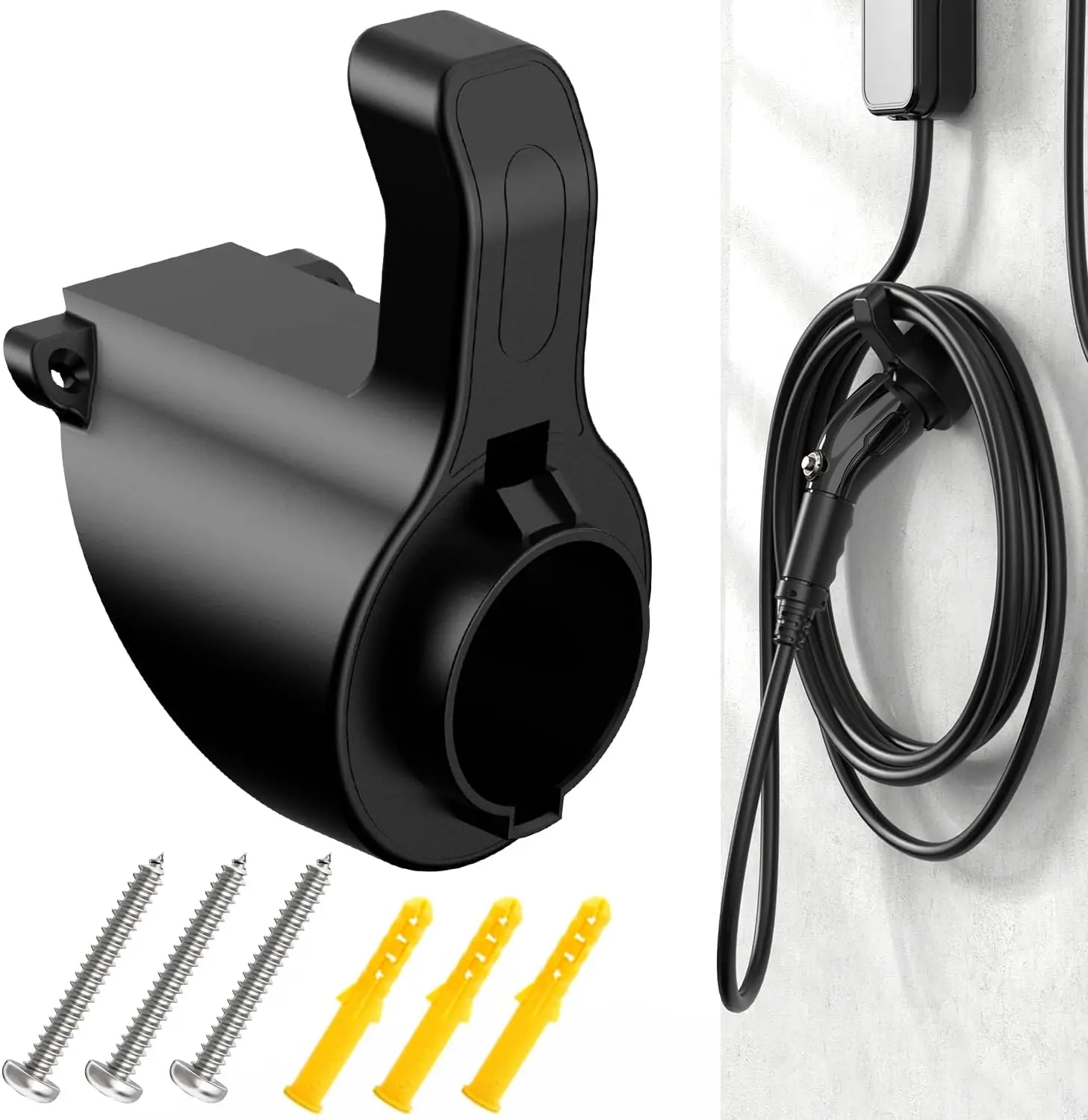 Wandhalterung mit Haken für US/EU-Kabel, tragbarer Ladegeräthalter, EV-Ladegeräthalterung, Wand-Ladeorganizer