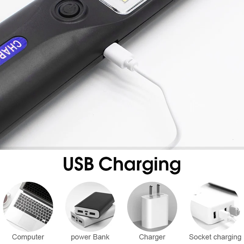 LED Taschenlampe Arbeit Licht USB Aufladbare Magnetische Notfall – Bild 3