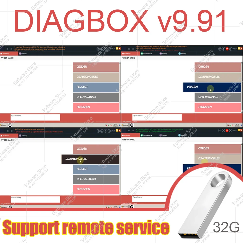 Diagbox V9.91 OBD2 Software-Link Autoreparatur-Diagnosetool Voll funktionsfähig für Peugeot und Citroën