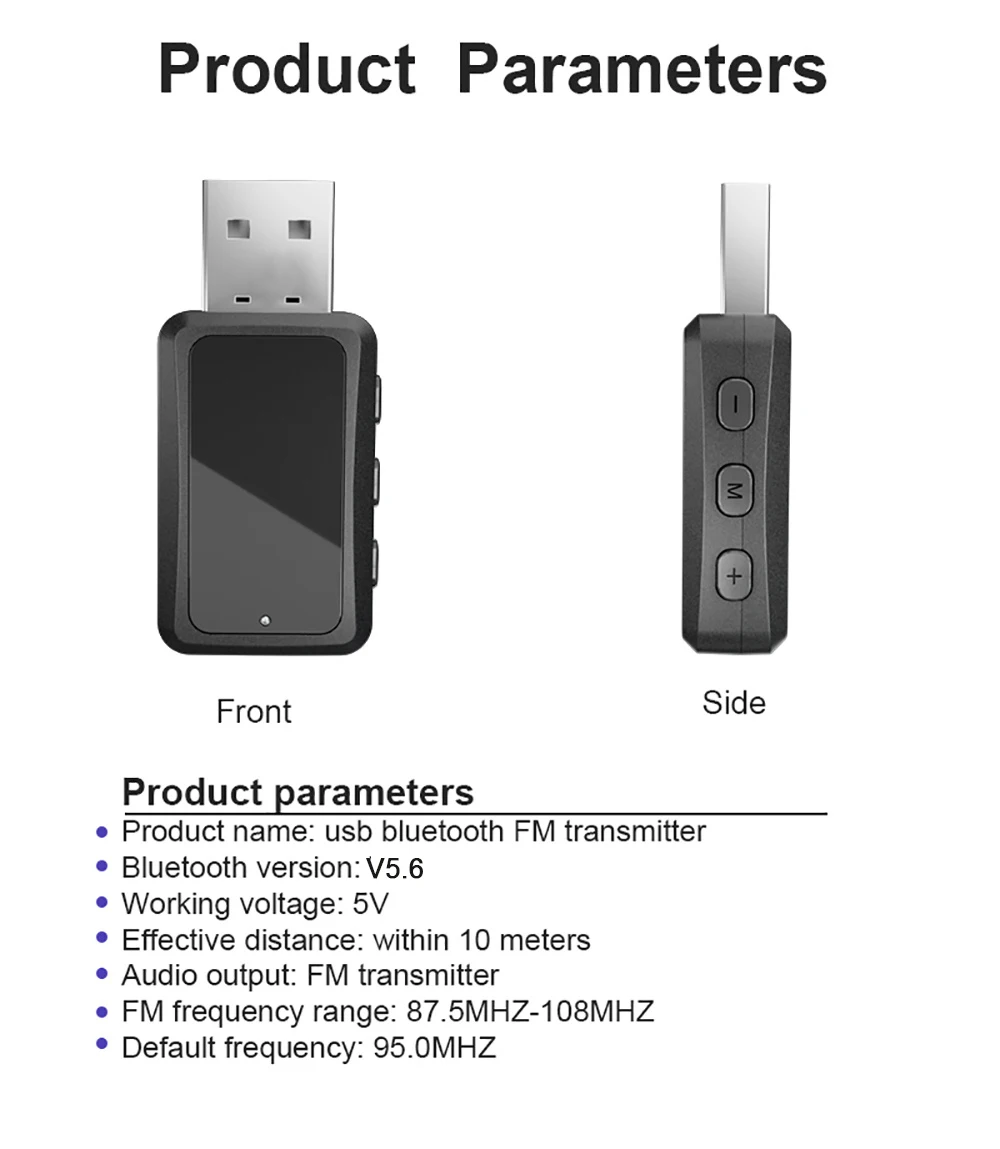 Bluetooth 5.6 Auto FM Sender Empfänger mit LED-Anzeige USB Wireless – Bild 6