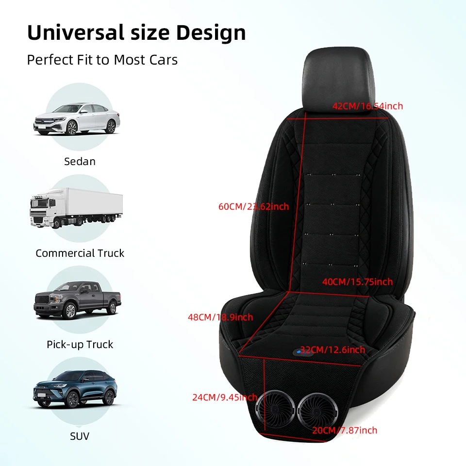 12V Auto beheiztes kühlendes Sitzkissen mit Doppelventilator Winter – Bild 5