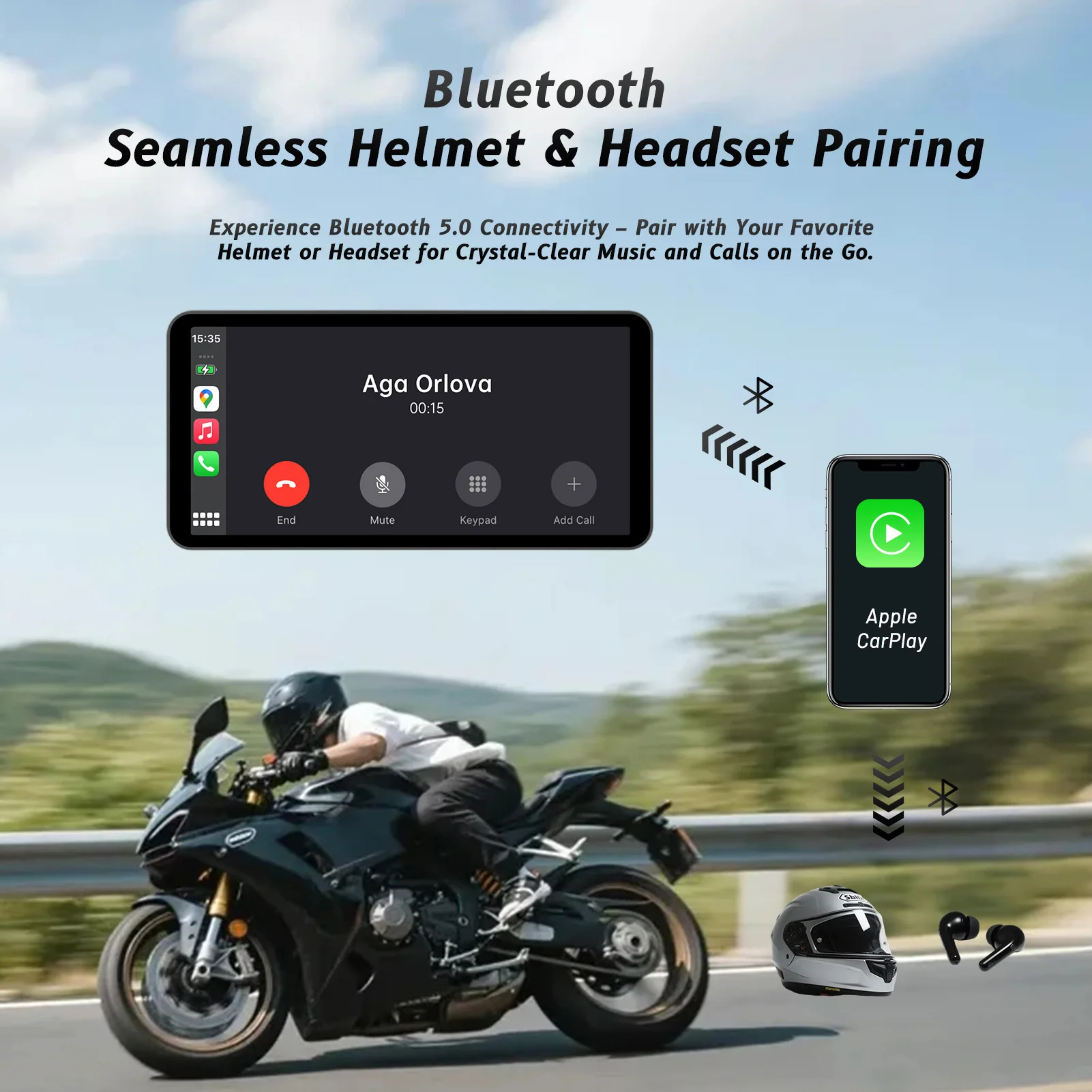 6-Zoll-Motorrad-Smart-Display - kabelloses CarPlay und Android Auto | – Bild 3