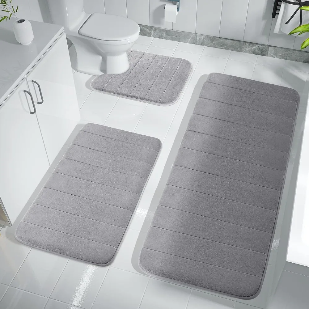 Super saugfähige Badematte, Memory-Schaum-Teppich, rutschfester Badezimmerteppich, Badewanne, seitliche