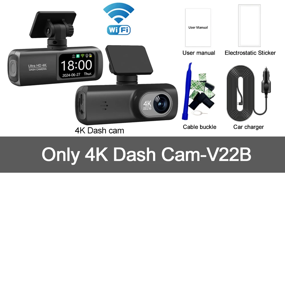 UHD 4K WiFi Dash Cam Dual Lens Fahren Recorder Auto DVR Optional 1080P Hinten Objektiv Kamera GPS 24H