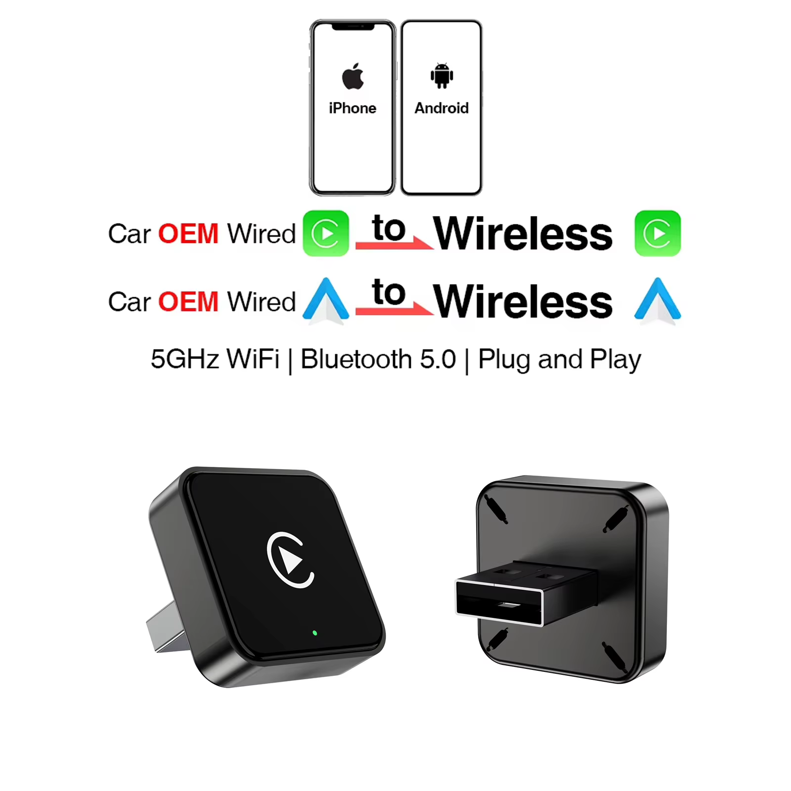 Kabelloser CarPlay Android Auto Adapter USB-Dongle Smart Mini Box Plug-and-Play Universal für VW Toyota Nissan