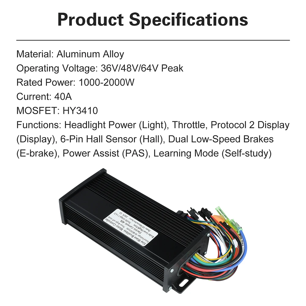 36V 48V 52V 60V 64V Sinuswellen-Brushless-Motorsteuerung 1000W 2000W – Bild 2