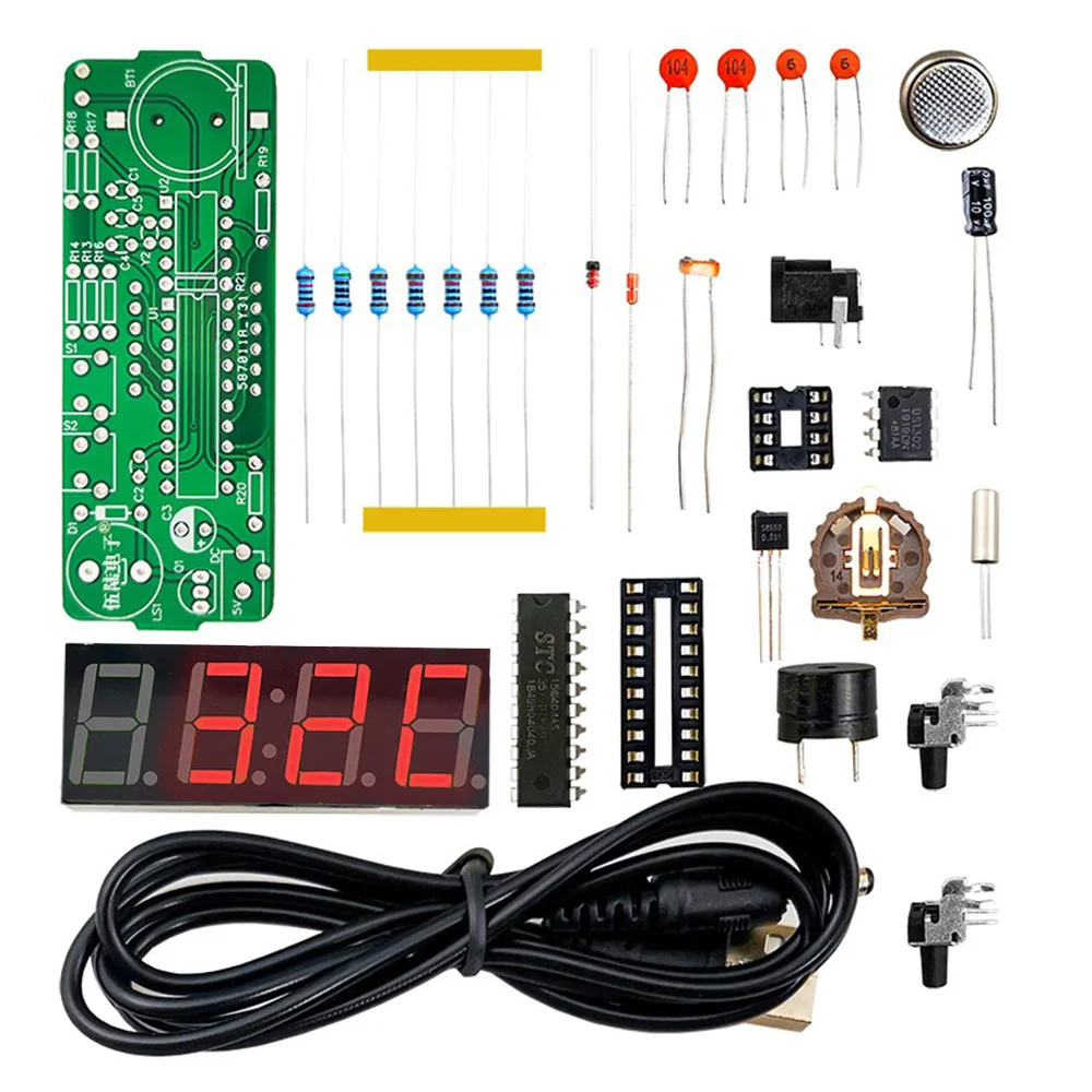 Elektronisches Uhren-Set 51, Einzelchip-Mikrocomputer, lichtgesteuerte Temperatur, Datumsanzeige, LED