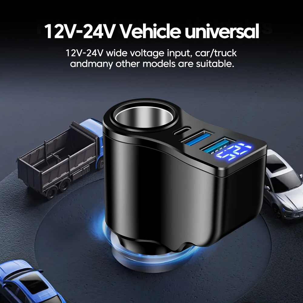 3,1A Digitales Autoladegerät Dual USB 5V/3,1A + Typ-C PD5V/3A + 90W – Bild 2