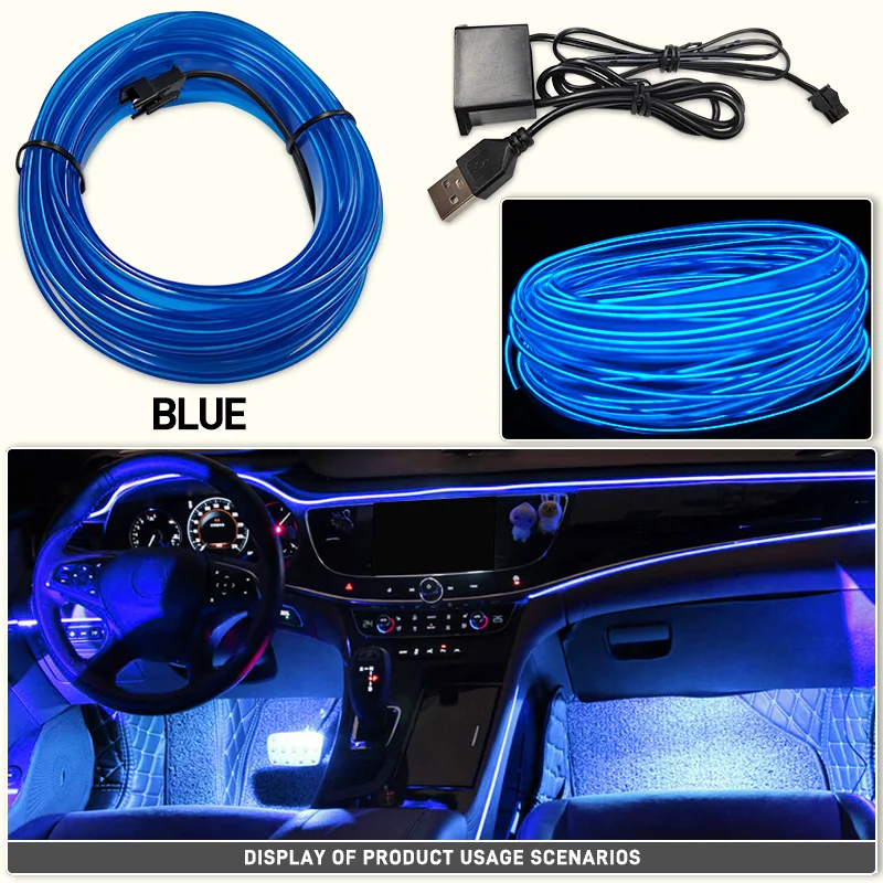 1M/3M/5M Auto Innen Led Dekorative Lampe EL Verdrahtung Neon Streifen Für Auto DIY flexible Umgebungs Licht