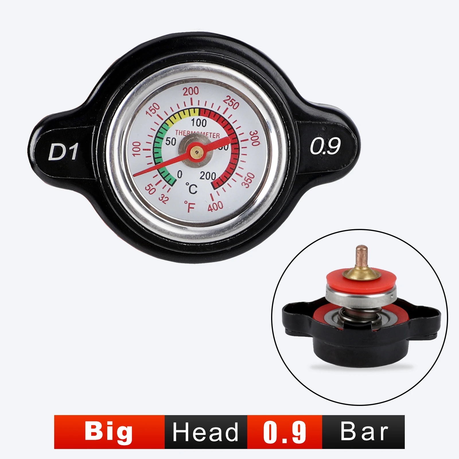 Universal Auto Motorrad Thermo Kühlerdeckel 0,9 1,1 1,3 1,8 Bar 25,6 psi Tankdeckel Wassertemperaturanzeige
