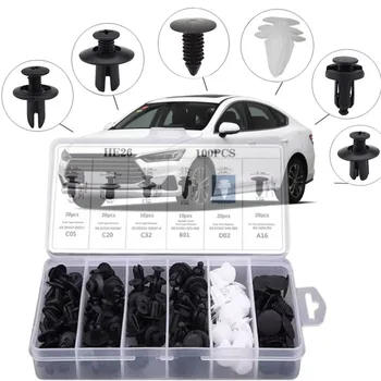 Auto Fastener Clip Mixed Kit 100 teile/satz Auto Körper Push Retainer Pin Niet Stoßstange Tür Trim Panel