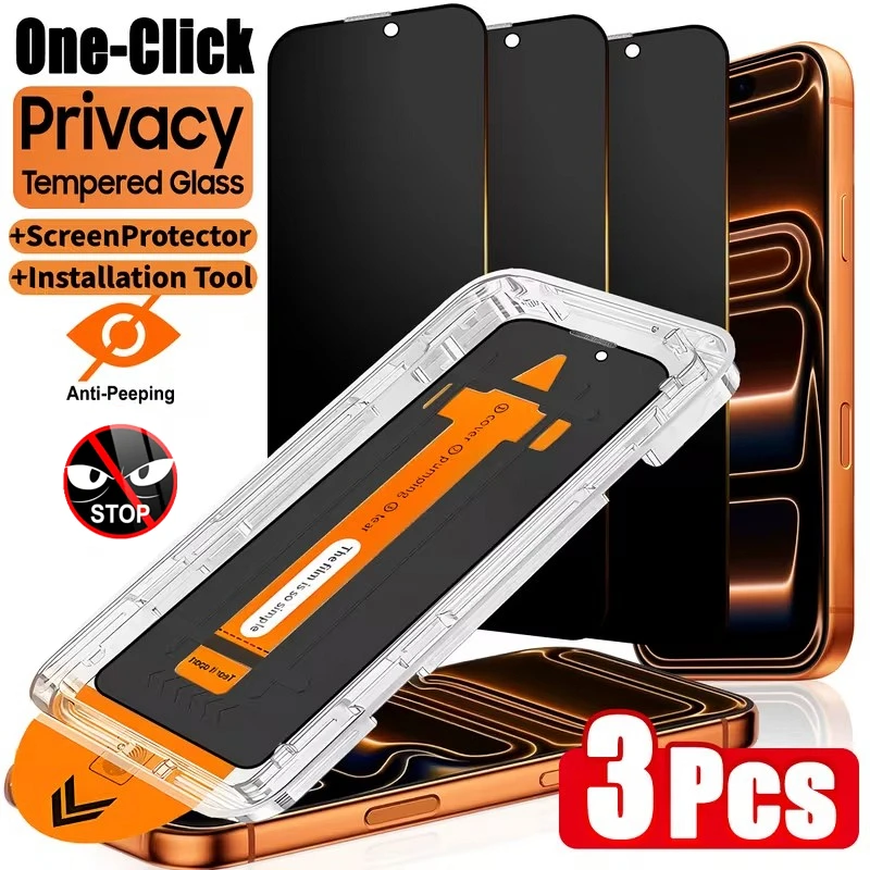 Displayschutzfolie mit Sichtschutz für iPhone 17 13 14 15 16 18 Pro Max, oleophobe Beschichtung (3 Stück)