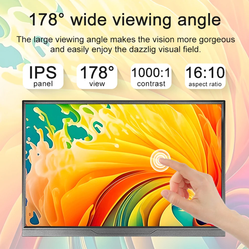 14 Zoll Tragbarer Touchscreen-Monitor Ultra-dünn 1200P IPS USB-C HDMI – Bild 6