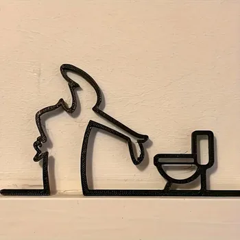 Moderne Metall Wand Dekor Badezimmer Wohnzimmer Zeichen 2D flache schwarze Rahmen Wand Kunst selbstklebende WC