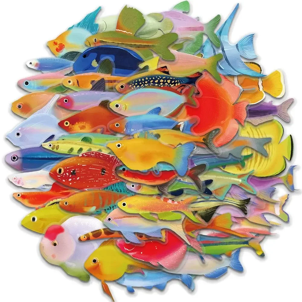 Wasserdichte Fisch Transparente Aufkleber Kunst DIY Laptop Aufkleber Cartoon Telefon Graffiti (50 Stück)