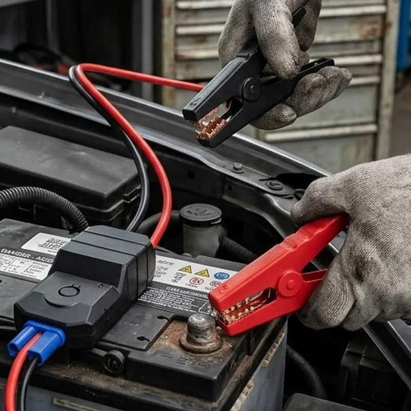Starthilfekabel für PKW und LKW mit Krokodilklemmen, 12V – Bild 4