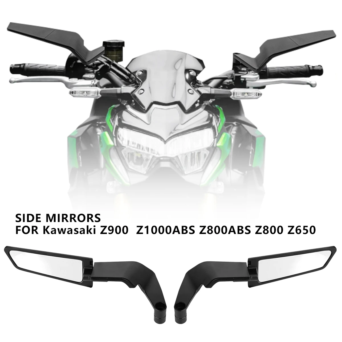Motorrad Seite Spiegel Für Kawasaki Z1000 Z900 Z800 Z750 Z650 Z400 Z300 Z250 Z125 Rückspiegel Kits Drehen