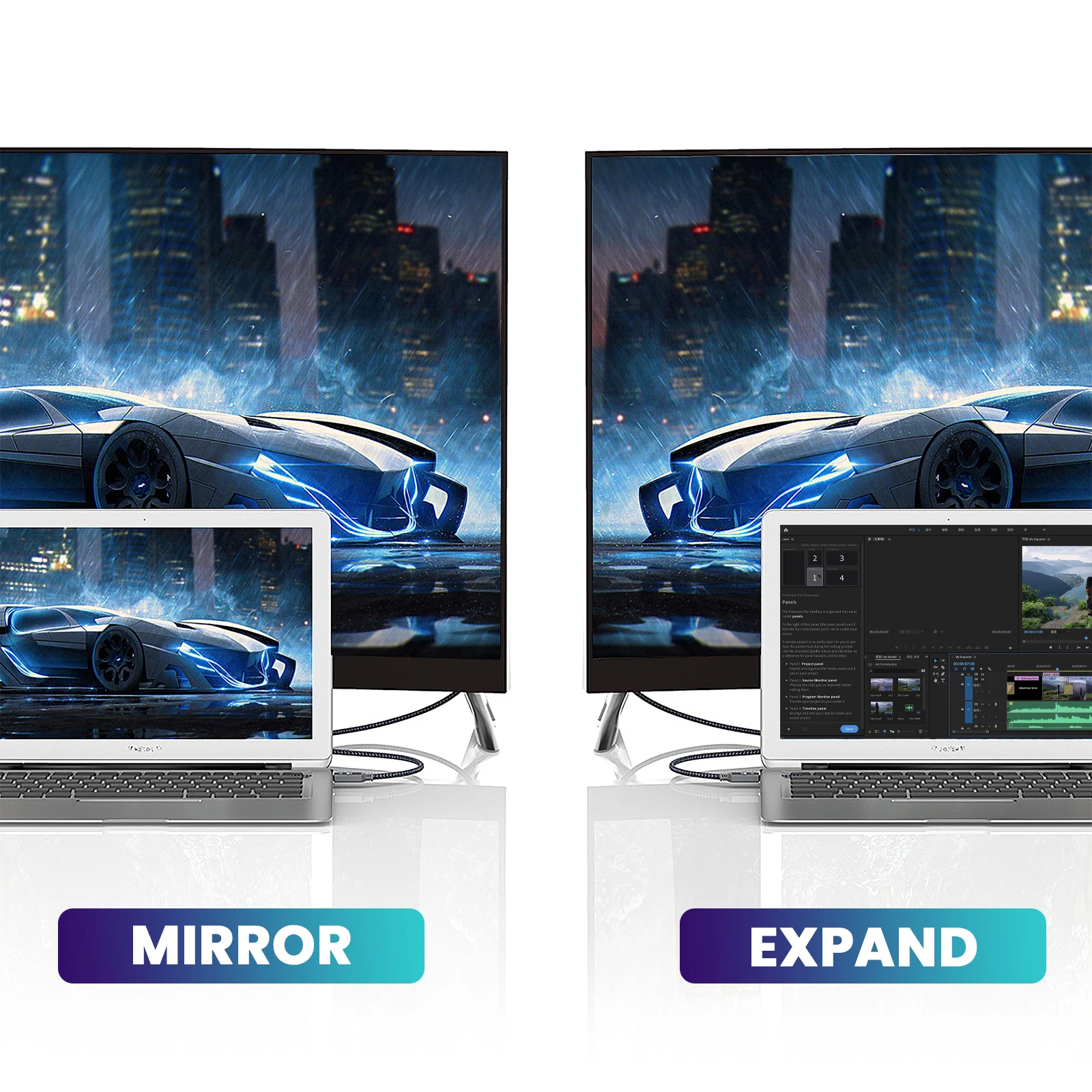 DisplayPort auf HDMI Kabel 4K 60 Hz, Video und Audio – Bild 4