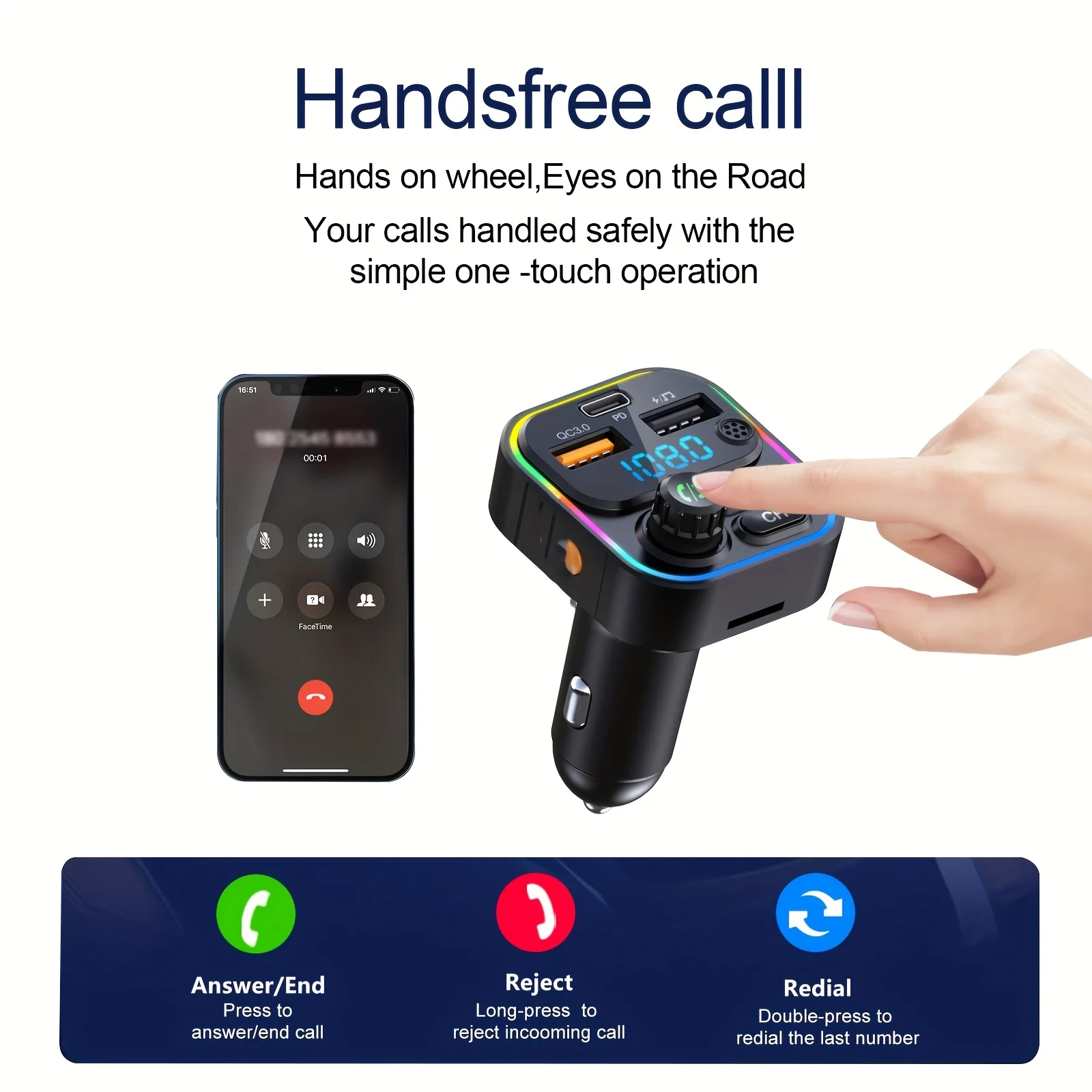 FM Sender Bluetooth 5,3 Freisprecheinrichtung Auto AUX Radio Modulator – Bild 3