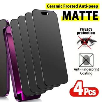 4er-Set Matt-Keramik Blickschutzfolie für iPhone 17 16 15 14 13 12 11 Pro Max - Anti-Spionage, Kratzfest