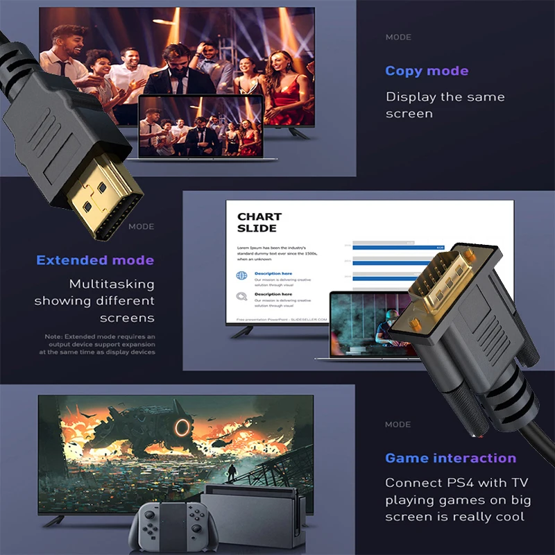 HD 1080P HDMI-Kompatibel zu VGA Kabel Konverter Adapter Für Computer – Bild 4