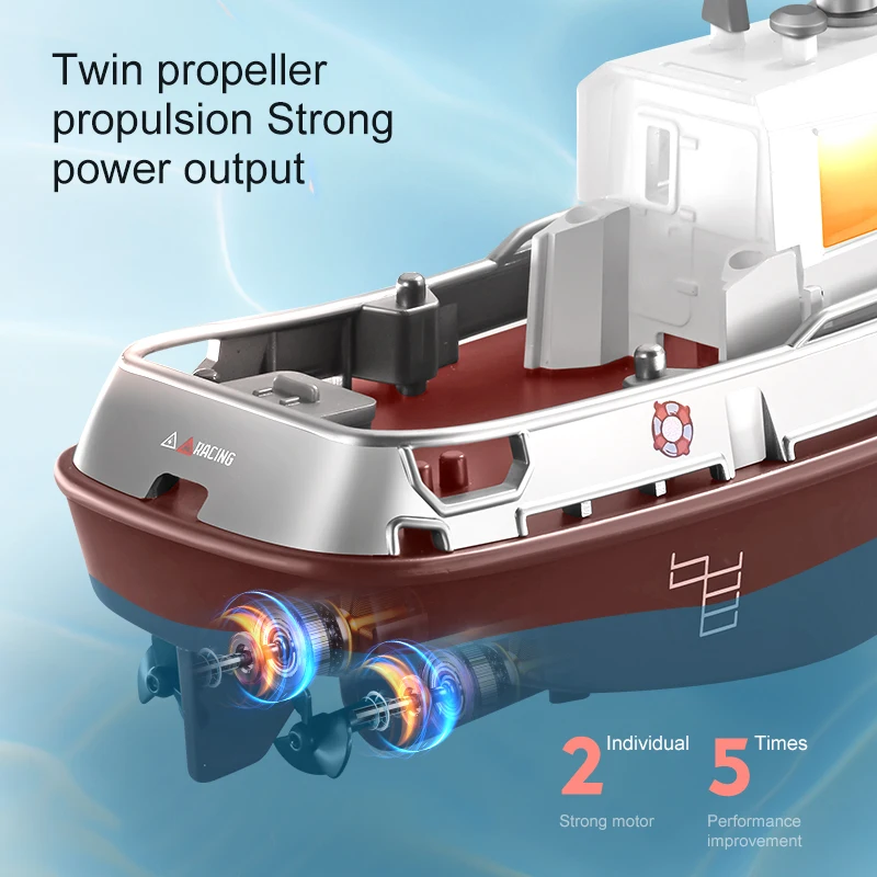ZWN 1/32 RC-Boot mit Lichtern, leistungsstarkes Dual-Motor, 2,4 G – Bild 5