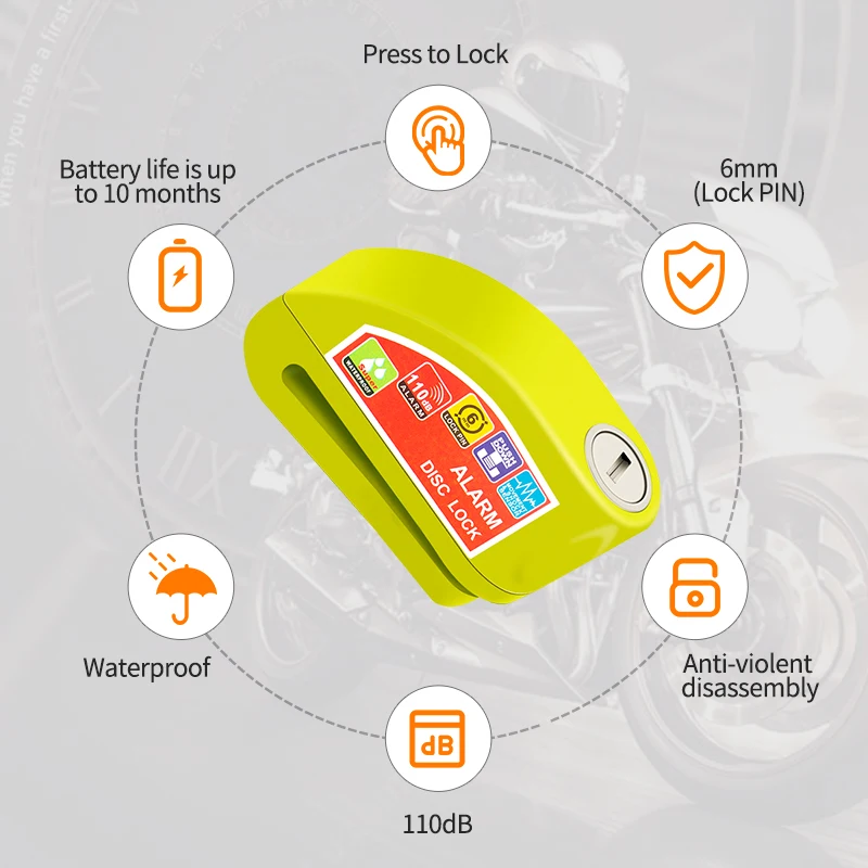 Roller Motorrad Fahrrad Alarm Lock Rad Scheibenbremse Wasserdichte – Bild 2