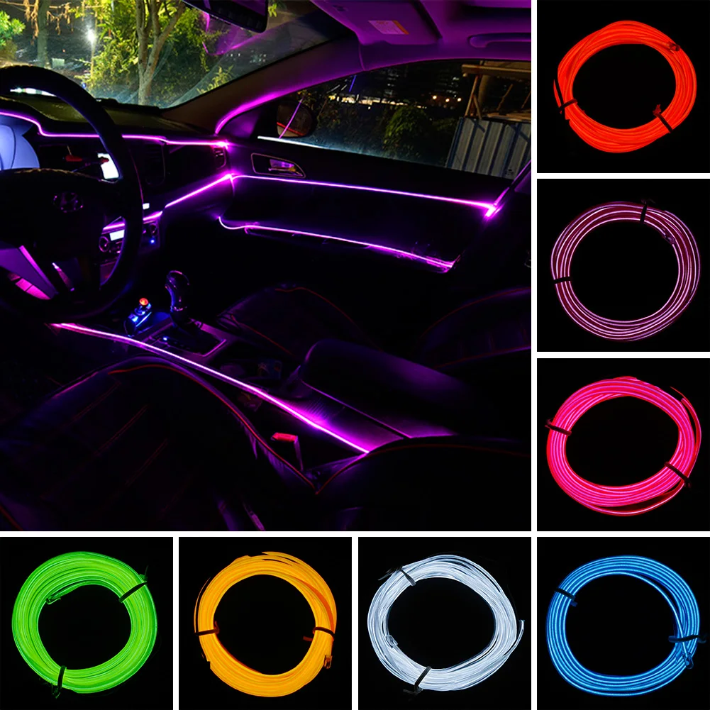 1-5m Auto Innen Atmosphäre Beleuchtung LED Streifen 5V DIY Flexible EL – Bild 2