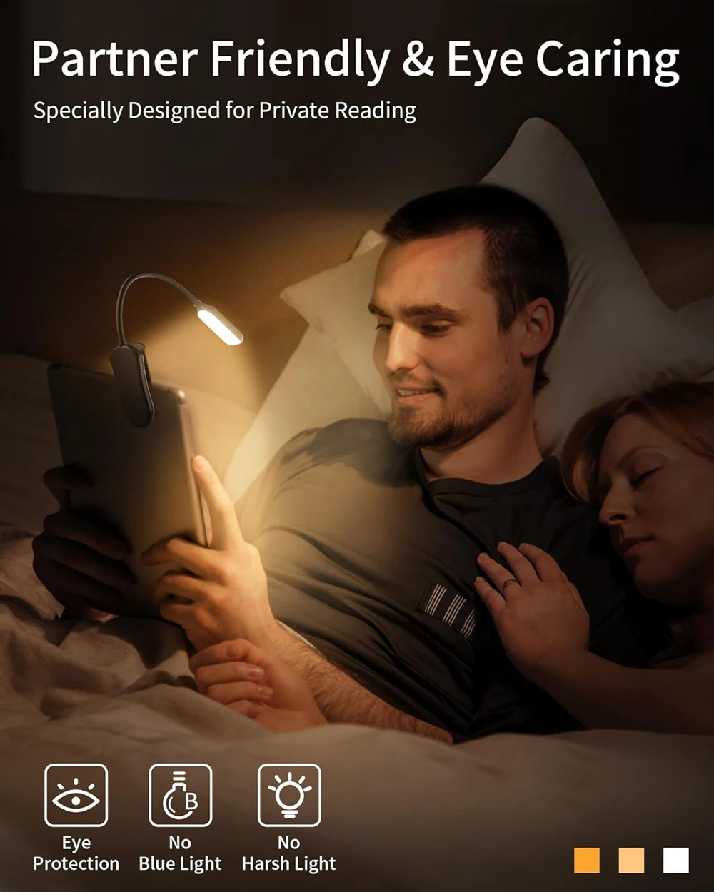 Wiederaufladbare Buch-Leselampe, LED-Buchleuchte zum Lesen im Bett – Bild 4