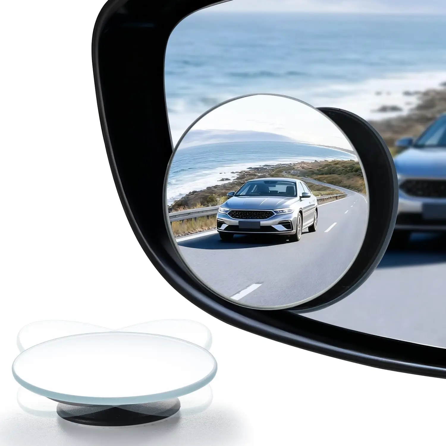 Toter-Winkel-Spiegel, Runder HD-Glas Rahmenloser Konvexer Rückspiegel Weitwinkel Einstellbar für Auto SUV LKW