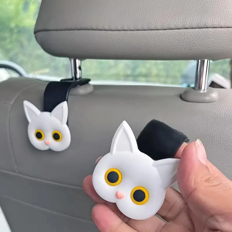 Entzückende 3D-Cartoon-Katzen-Autositz-Kopfstützenhaken (2 Stück) – Bild 5