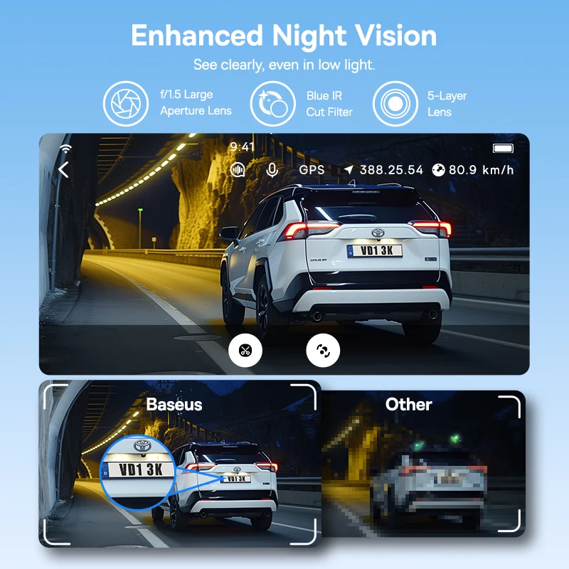 Baseus 3K Dash Cam VD1 Vorder- und Rückkamera HD Integriertes GPS – Bild 4