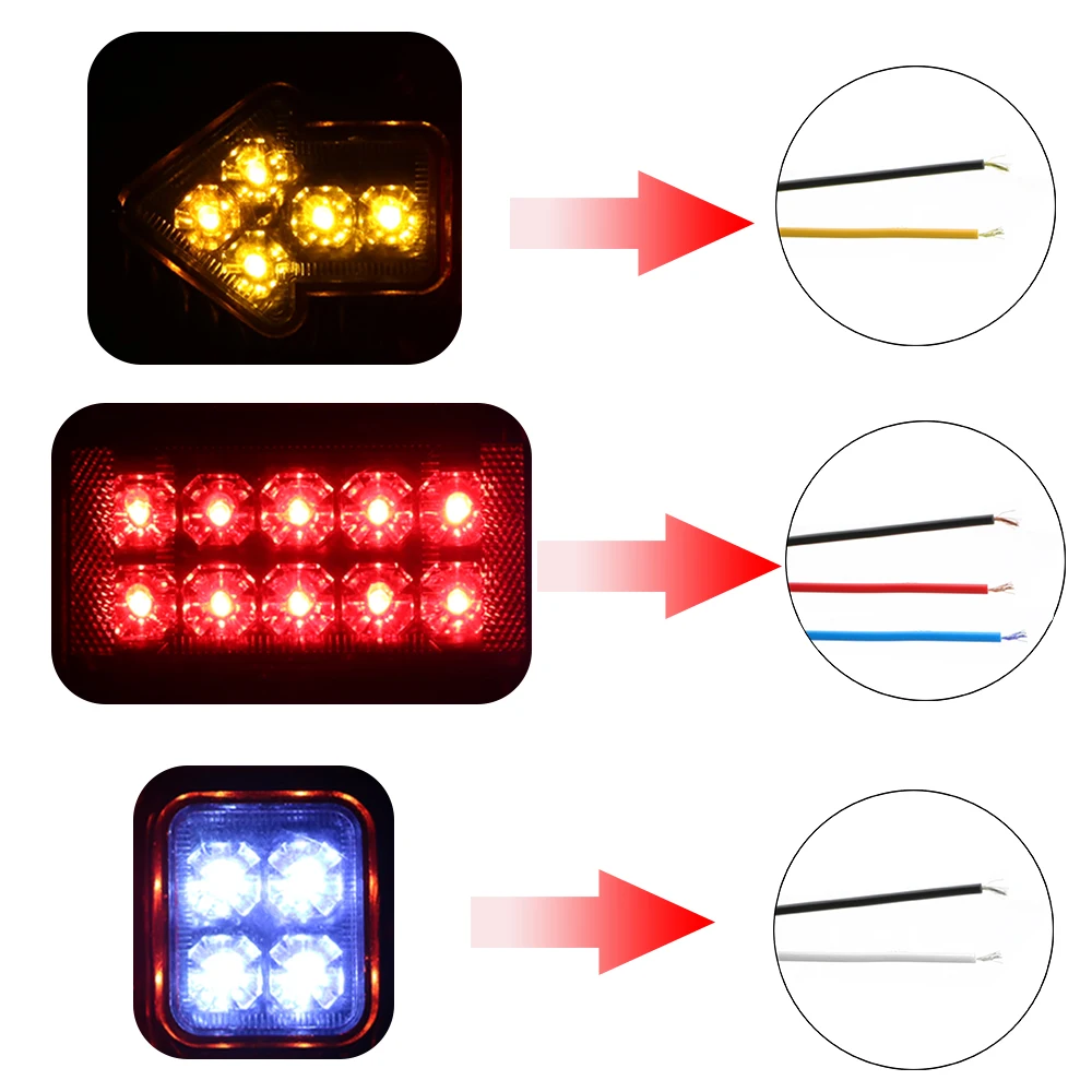 19LED Rückleuchten Rückfahr Stop Brems Anzeige 12V 24V Für Anhänger – Bild 5