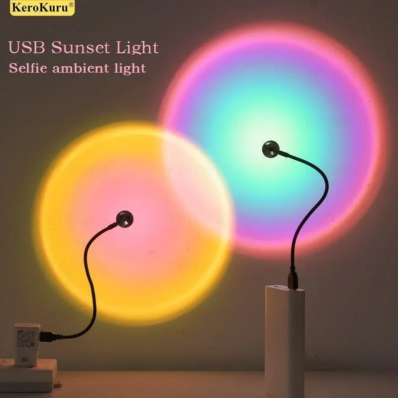 Kerokuru USB Sonnenuntergang Licht Lampe Selbst Fotografie Licht LED Regenbogen Neon Nachtlicht Projektor