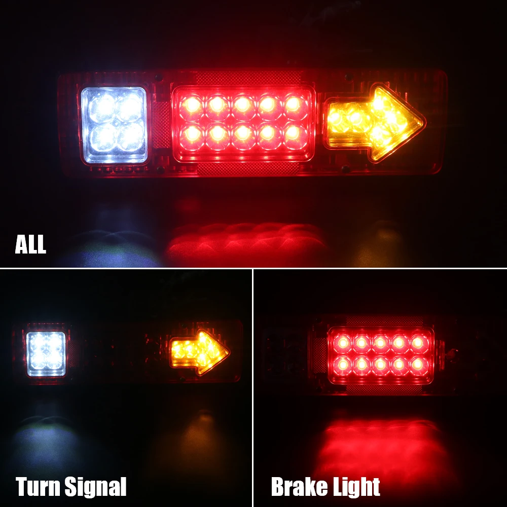 19LED Rückleuchten Rückfahr Stop Brems Anzeige 12V 24V Für Anhänger – Bild 4