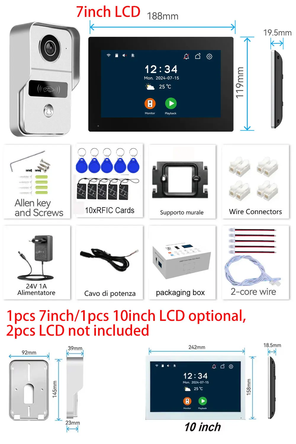 HD 1080P 2-Draht 7/10 Zoll Touch-Monitor WLAN-Gegensprechanlage – Bild 5
