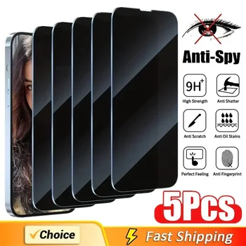 Volle Abdeckung Privatsphäre Screen Protector Für iPhone 16 11 12 13 14 Pro Max Mini 8K Anti-spion (5 Stück)