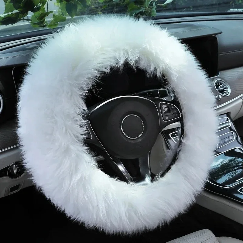 Winterlicher, gemütlicher langer Auto-Lenkradbezug aus Plüschwolle – Bild 3