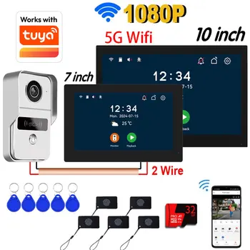 HD 1080P 2-Draht 7/10 Zoll Touch-Monitor WLAN-Gegensprechanlage Video-Türklingel-System für Zuhause Tuya Smart