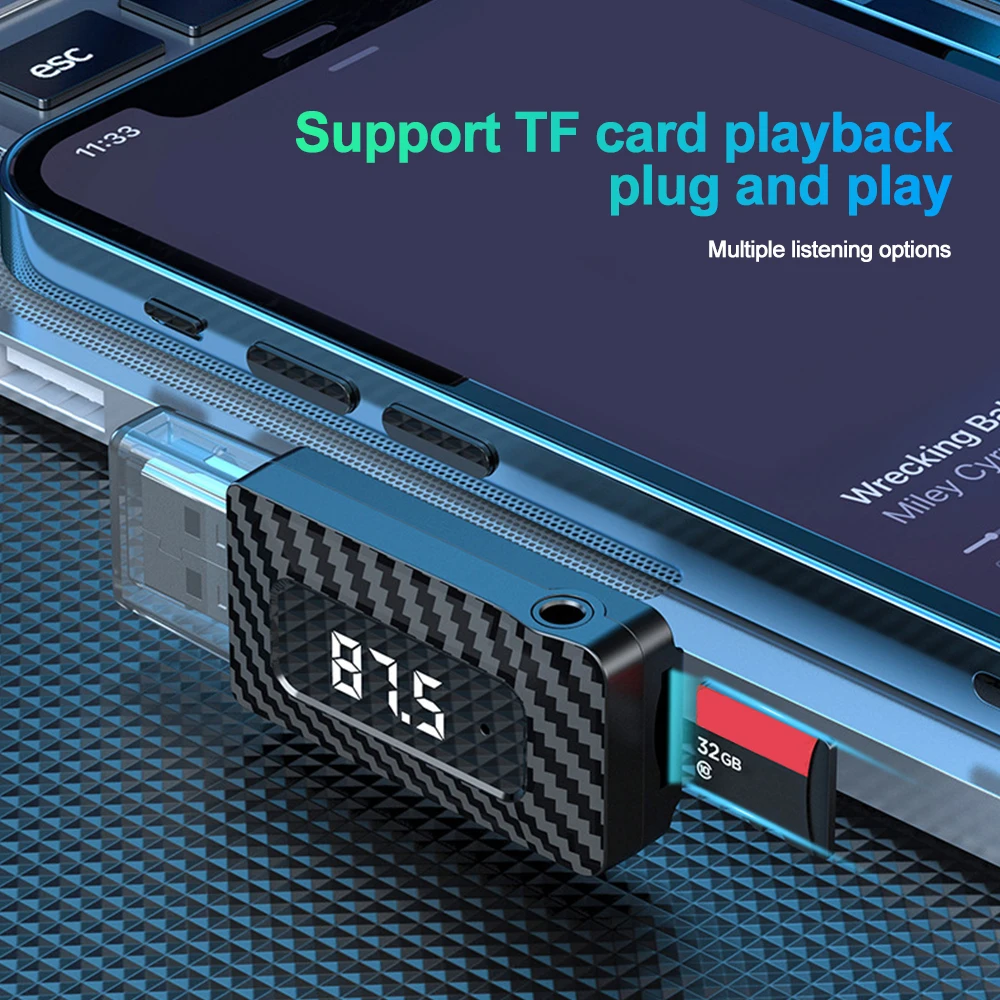 Auto Bluetooth 5,3 FM Sender Empfänger Freisprechen Anruf Mini USB – Bild 4